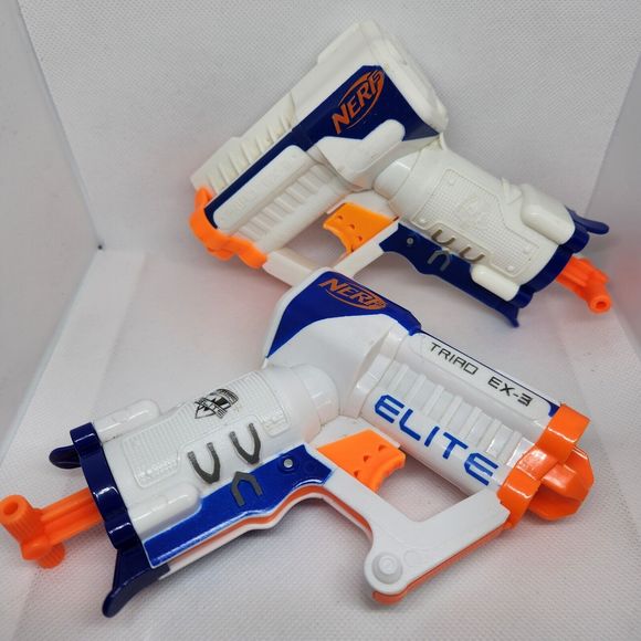NERF N-STRIKE ELITE TRIAD EX-3 Blaster Lot Of 2 Working Used - Picture 4 of 10